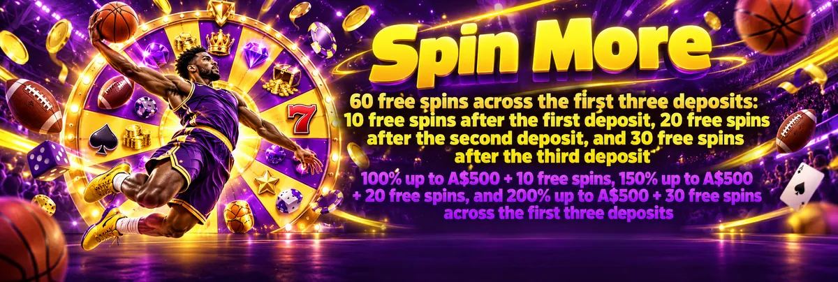Betzillo free spins banner with a basketball athlete, casino wheel symbols and energetic yellow and purple motion graphics
